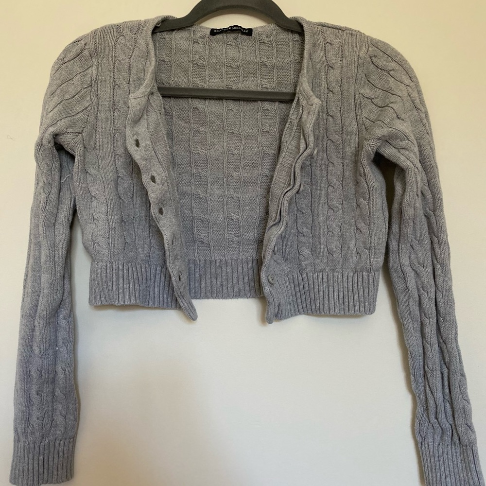 Cropped Grey button up Brandy Melville Sweater